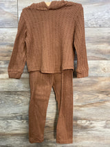 Shein 2pc Ribbed Pull Over Hoodie & Pants Set Brown sz 4T