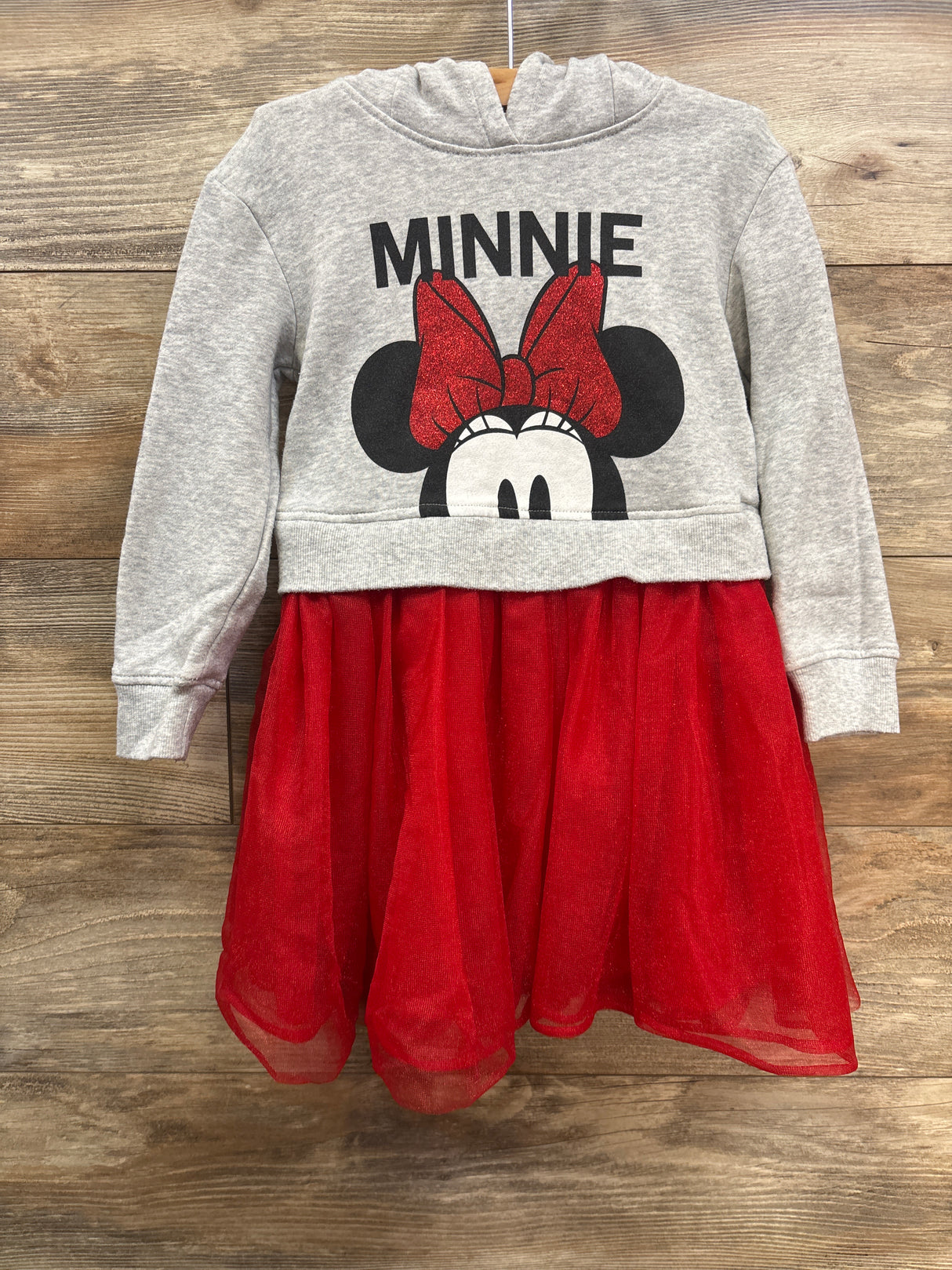 Disney Minnie Mouse Hooded Sweater Dress Grey sz 5T/6T