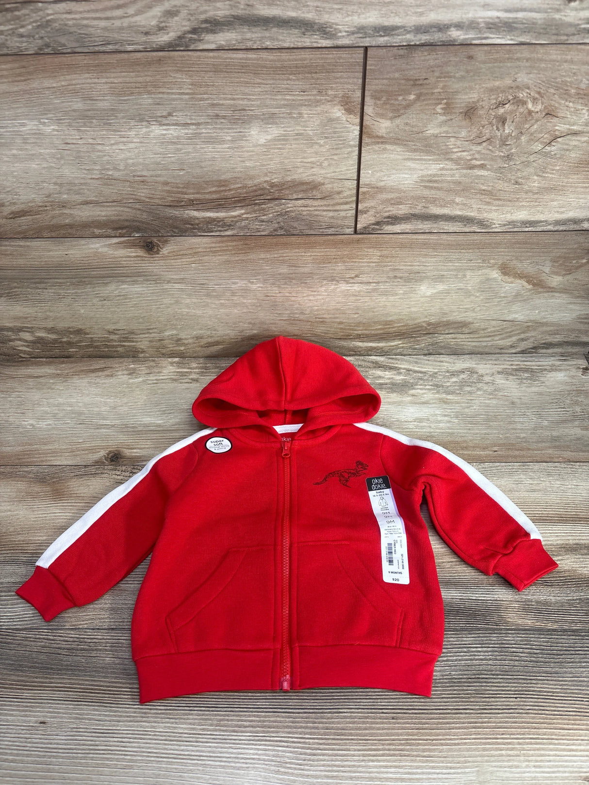 NEW Okie Dokie Cyber Red Full-Zip Hoodie sz 9m