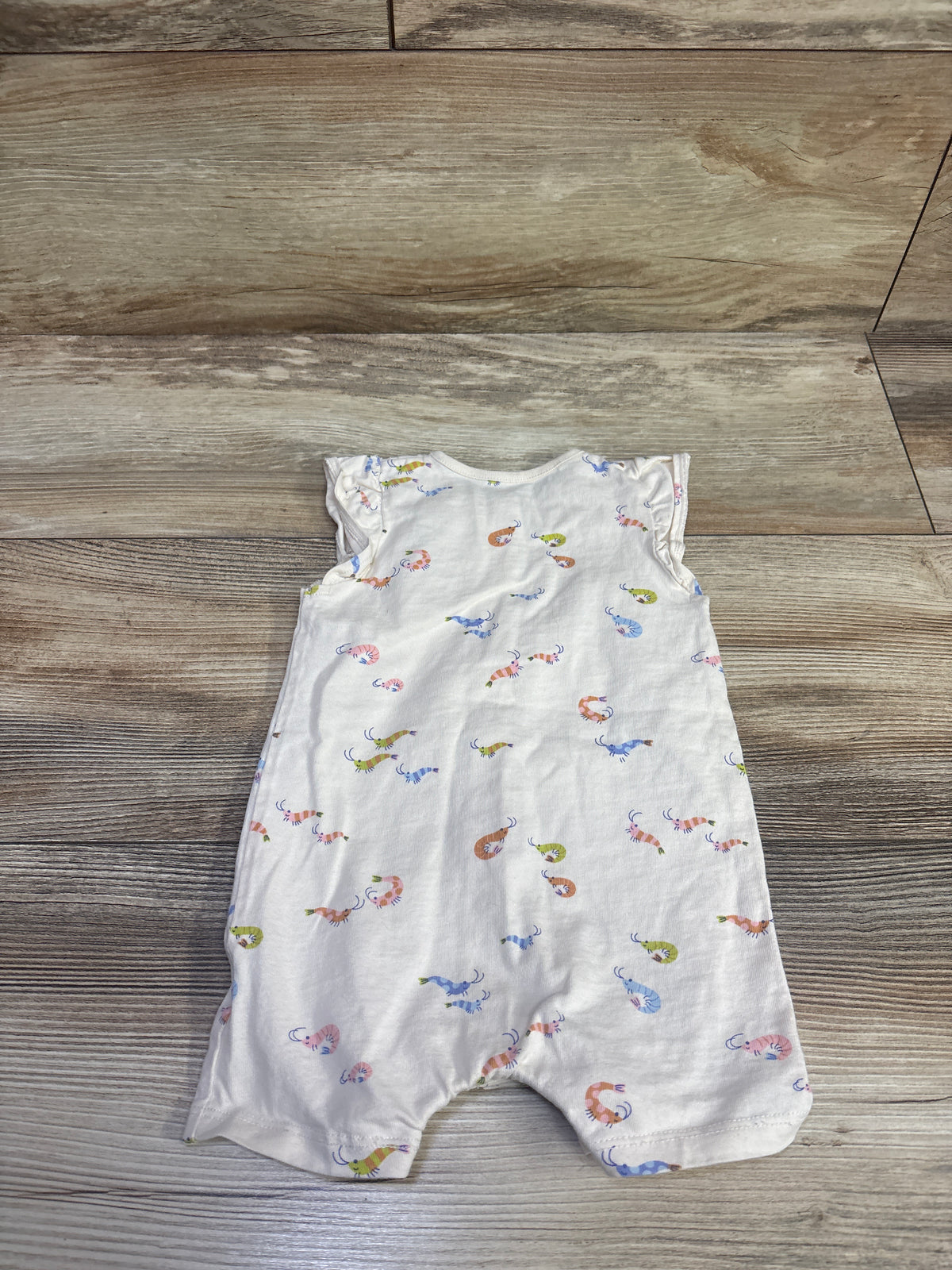 Bout'Chou Shrimp Print Shortie Romper Beige sz 6m