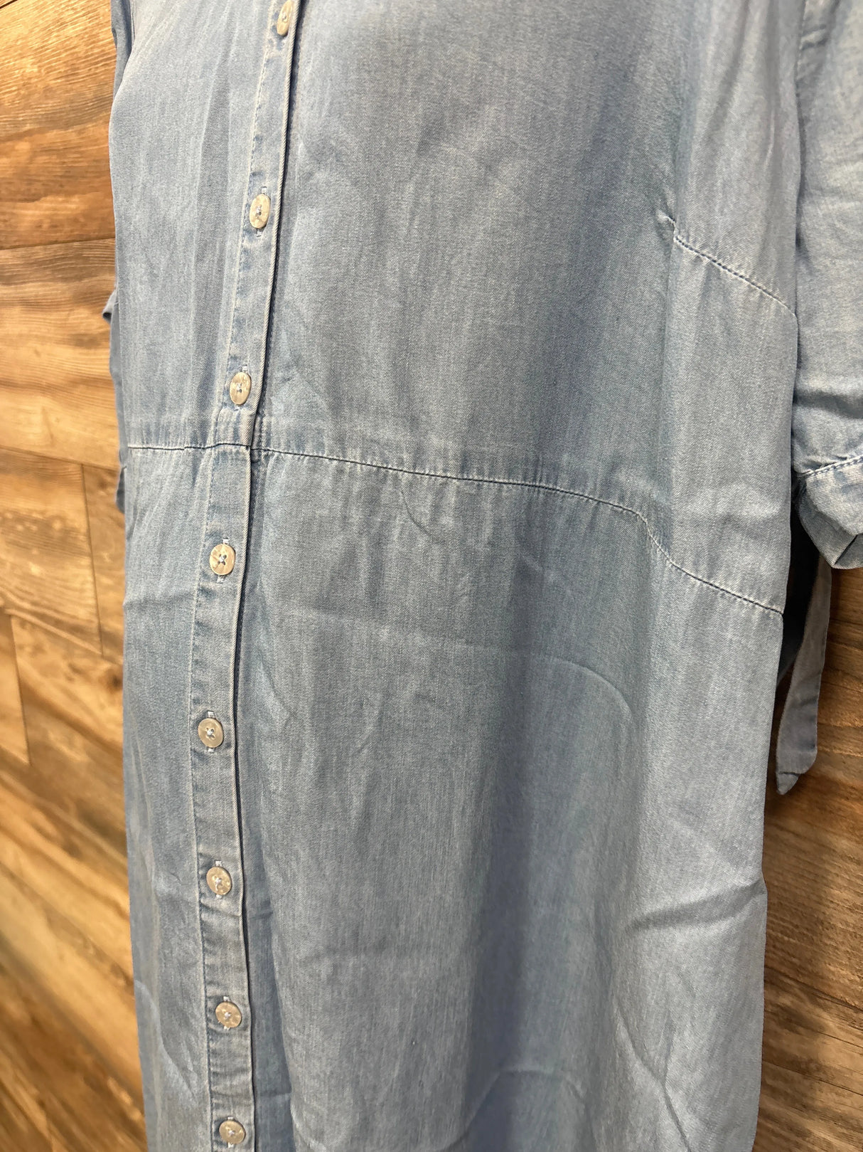 Time & Tru Chambray Button Up Maternity Dress Light Blue sz XL