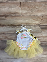 NEW Little Lass 3pc Tank Bodysuit, Skirt, & Sunglasses Set White sz 0/3m