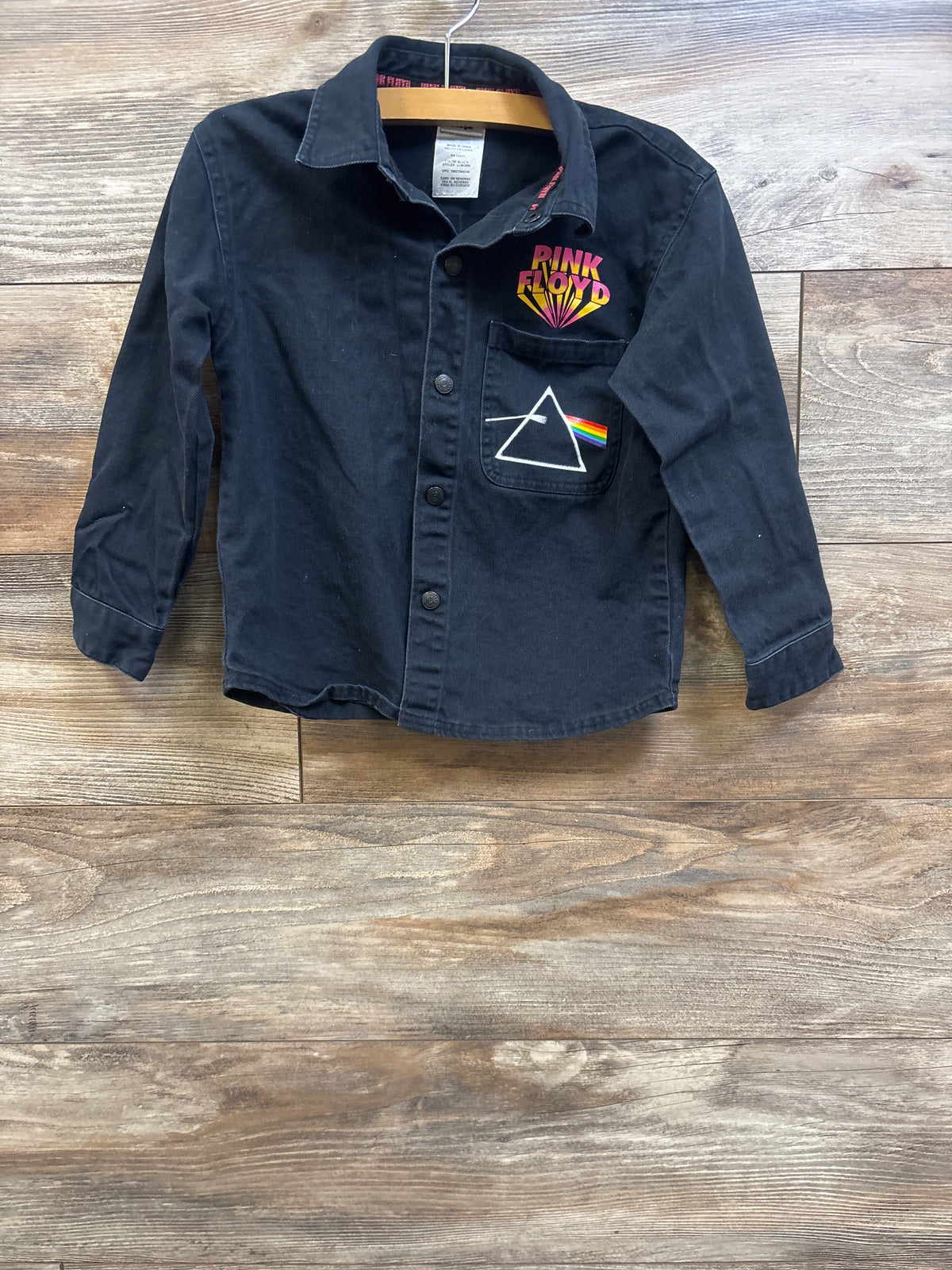 Pink Floyd Dark Side Of The Moon Denim Jacket Black sz 5T