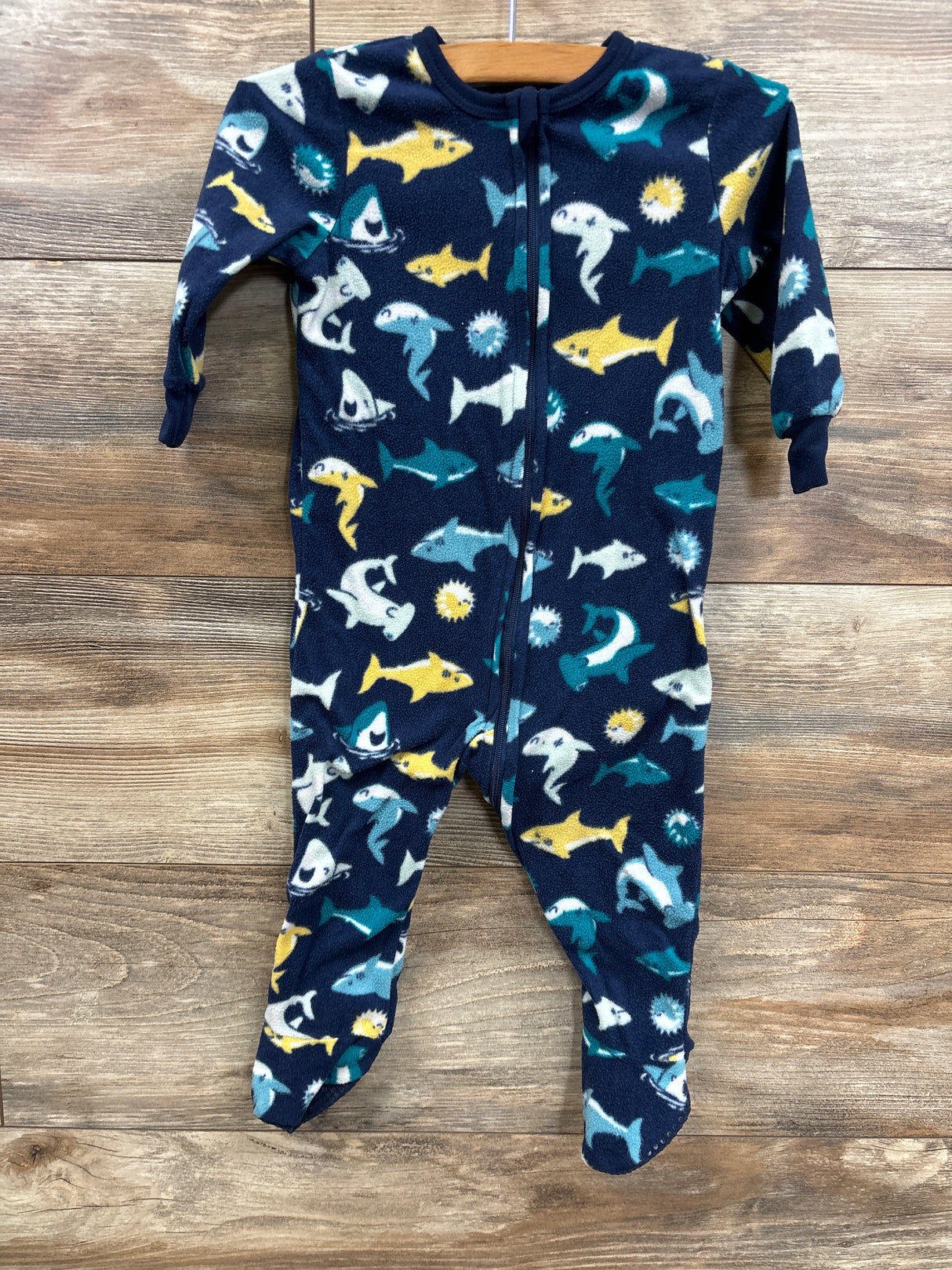 Jumping Beans Shark Print Blanket Sleeper Navy sz 12m