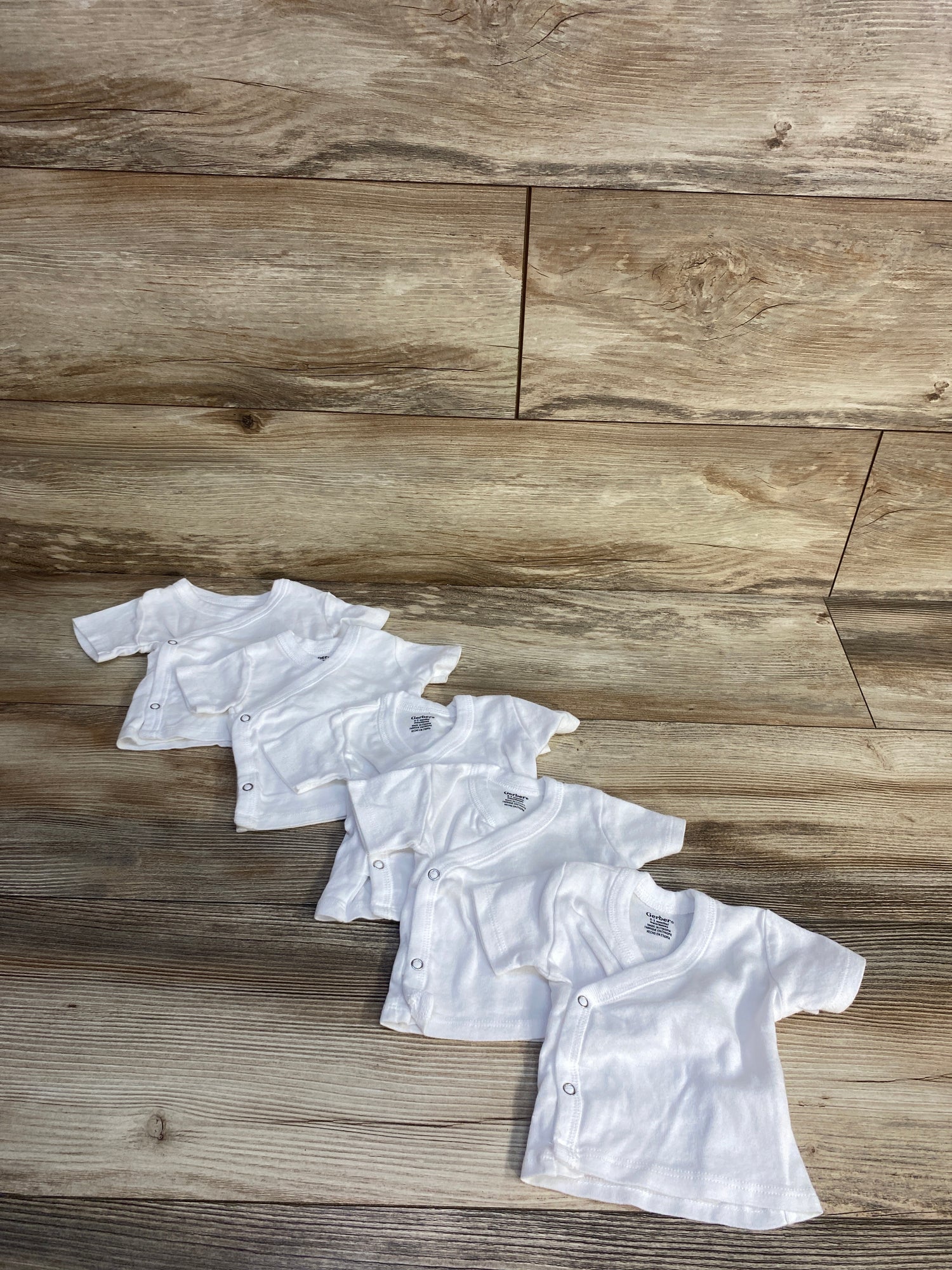 Gerber 5pk Side-Snap Short Sleeve Shirts White sz 0-3m