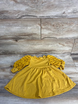 Ribbed Puff Sleeve Dress Yellow sz 3-6m