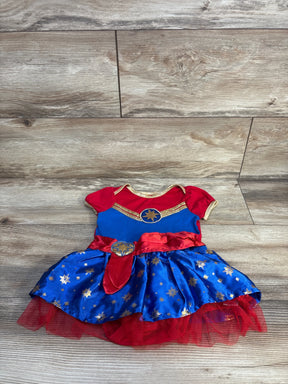 Captain Marvel toddler costume dress with red blue gold stars, perfect for kids' dress-up or Halloween