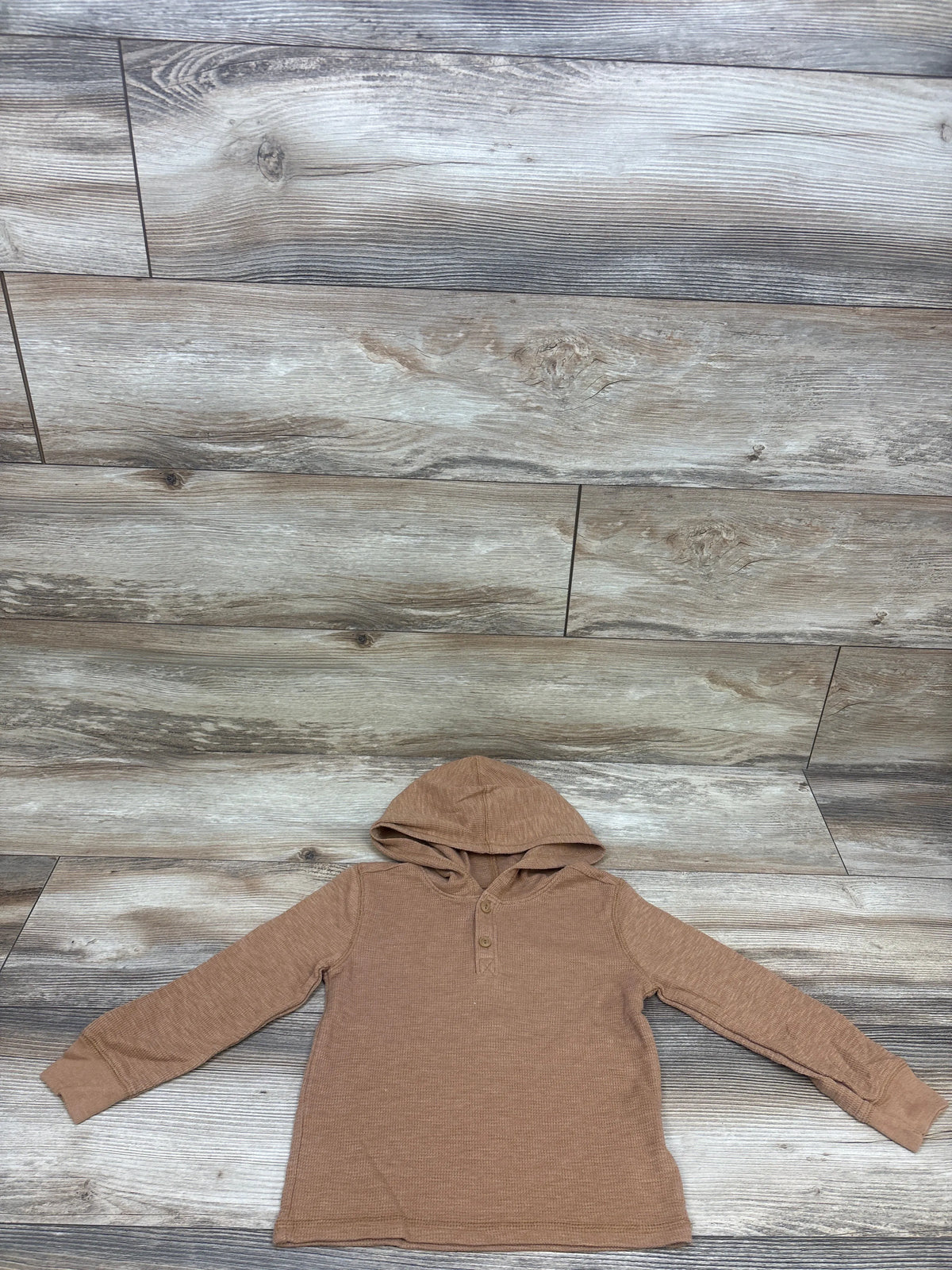 Old Navy Hooded Long Sleeve Henley Shirt Brown sz 4T