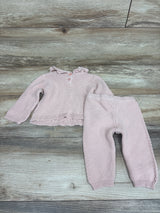 Nicole Miller 2pc Collared Cable-Knit Sweater & Pants Set Pink sz 6/9m