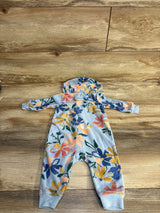 Carter's Fleece Floral Coverall Light Blue sz 6m