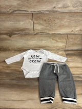 NEW Gyratedream 2pc New To The Crew Bodysuit & Joggers Set White sz 6m