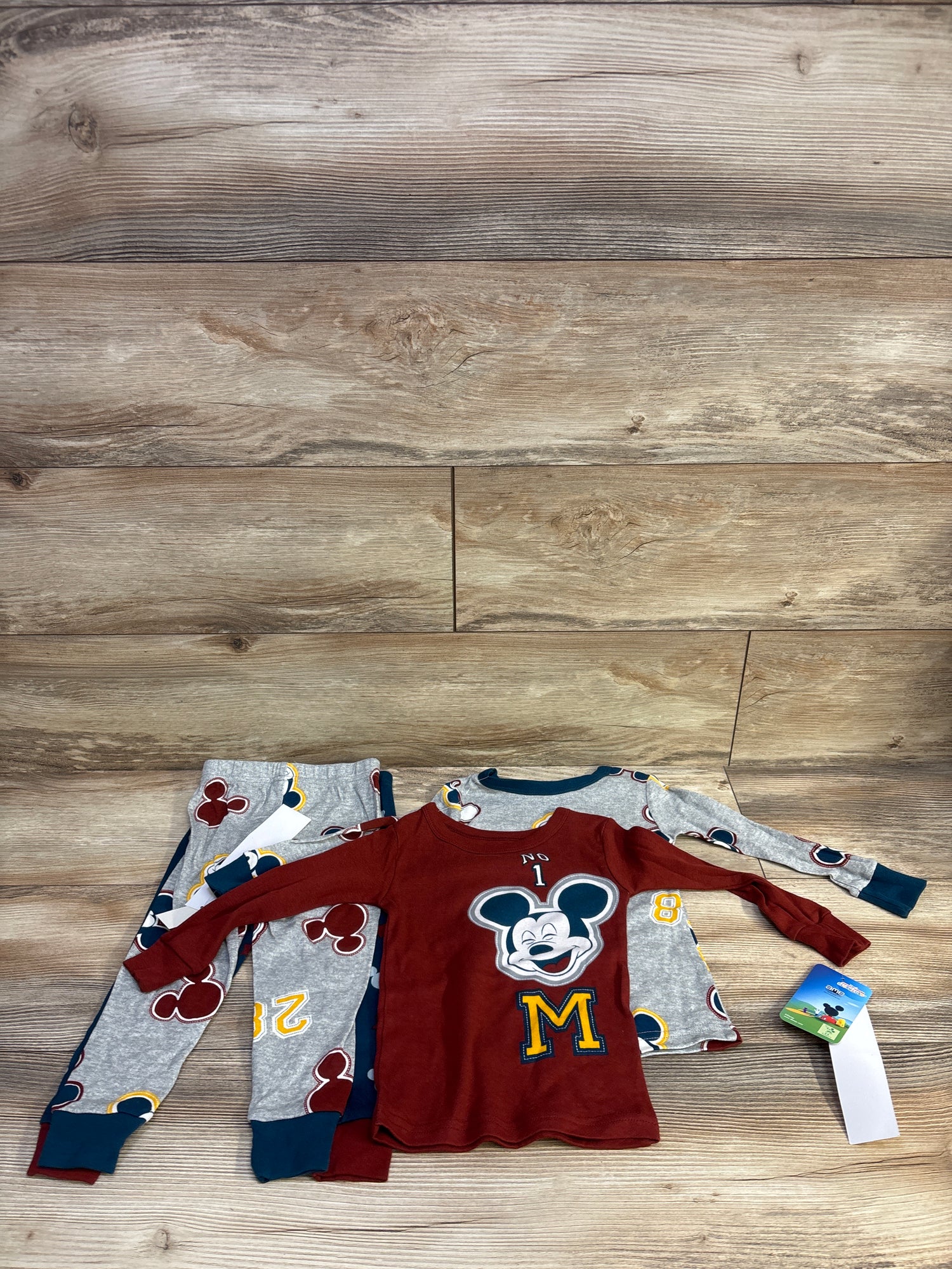 NEW Mickey Mouse Clubhouse 4Pc Snug Fit Pajama Set Maroon/Navy sz 2T