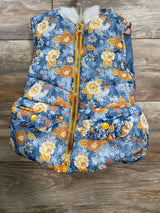 Little Lass Floral Hooded Puffer Vest Blue sz 4T