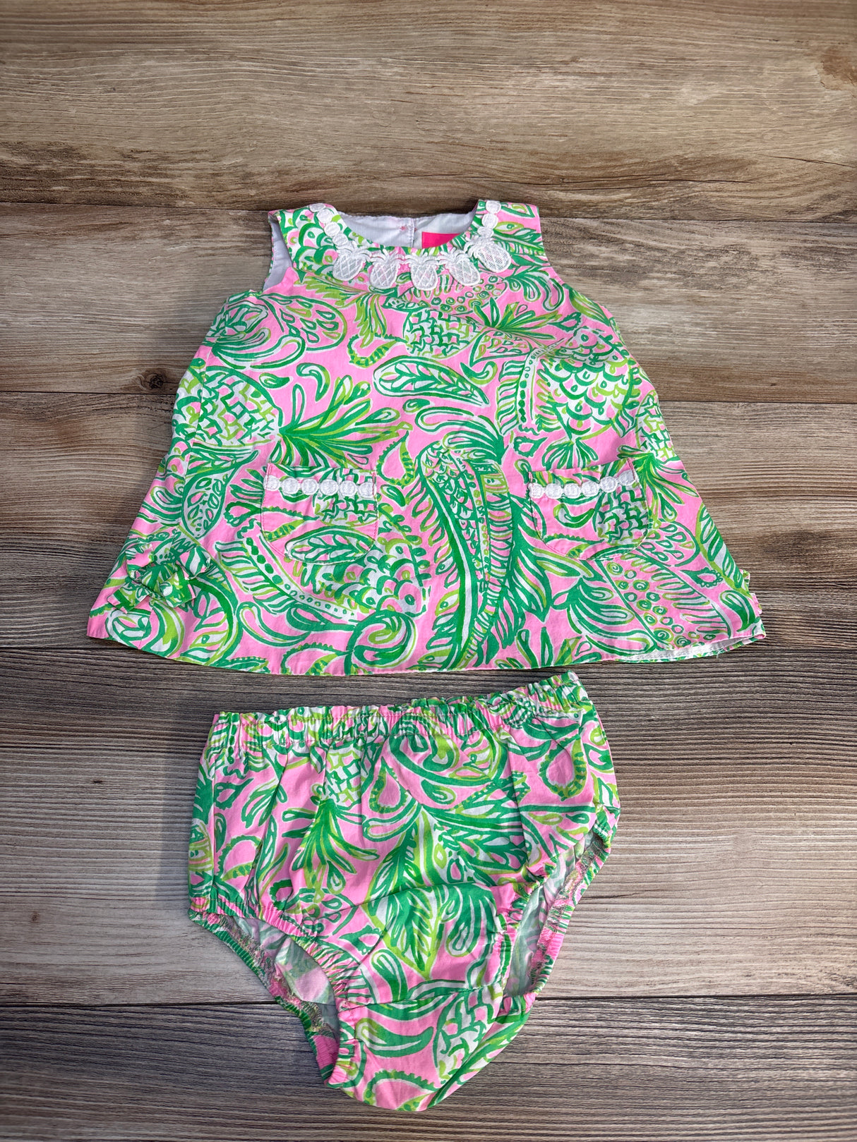 Lilly Pulitzer Baby Shift Dress Tropical Green sz 18-24m