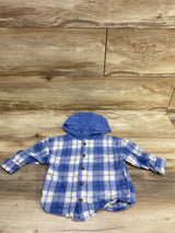 Child Of Mine Plaid Hooded Flannel Blue sz 12m