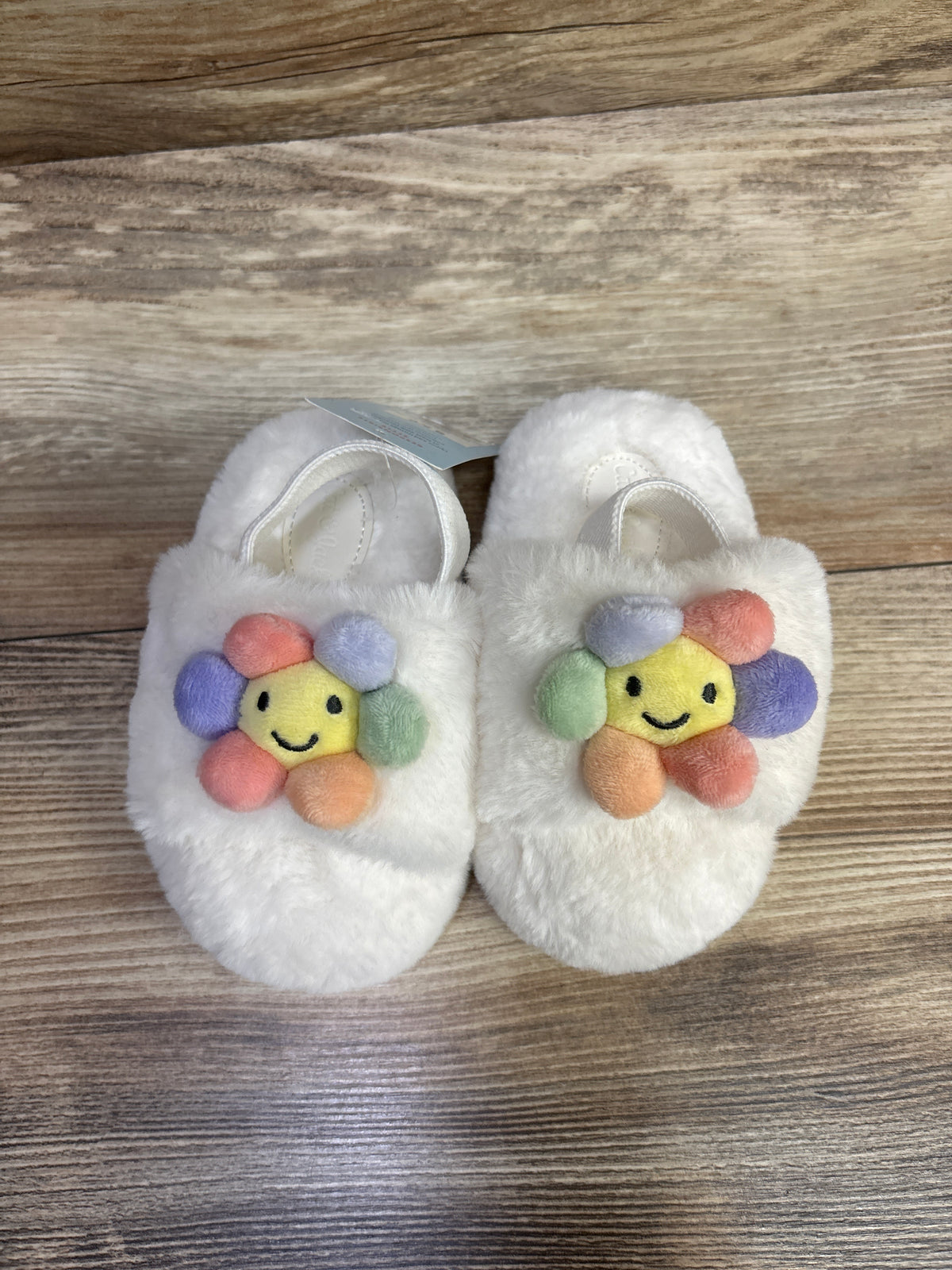 NEW Cat & Jack Avi 3D Flower Slippers White sz 5/6c