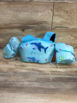 HeySplash Kids Swim Vest Blue Shark Print 33-66lbs