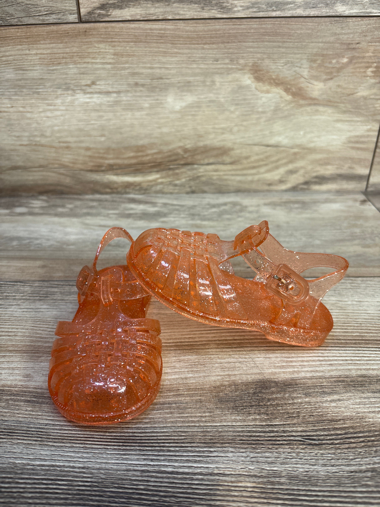 Jelly Fisherman Sandals Orange Glitter sz 6c