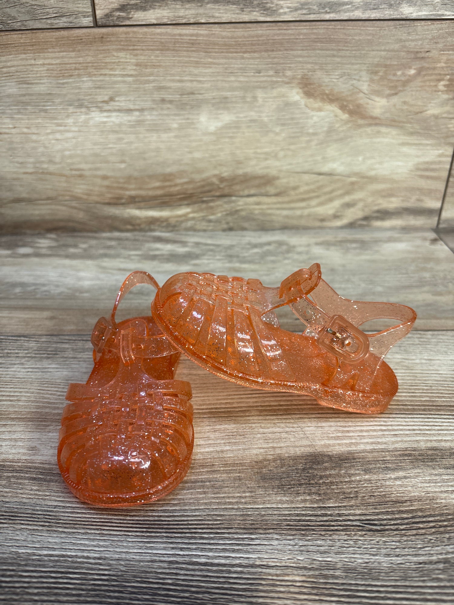 Jelly Fisherman Sandals Orange Glitter sz 6c