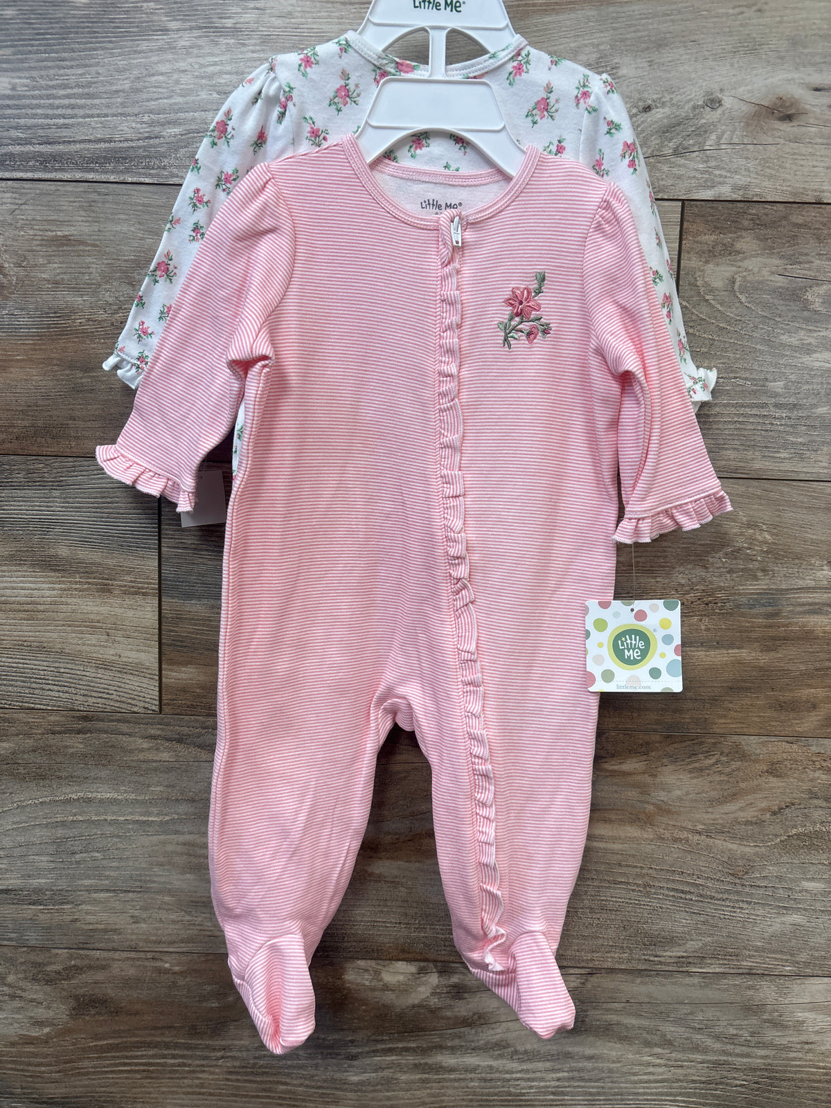 NEW Little Me 2pk Sleepers White/Pink sz 6m