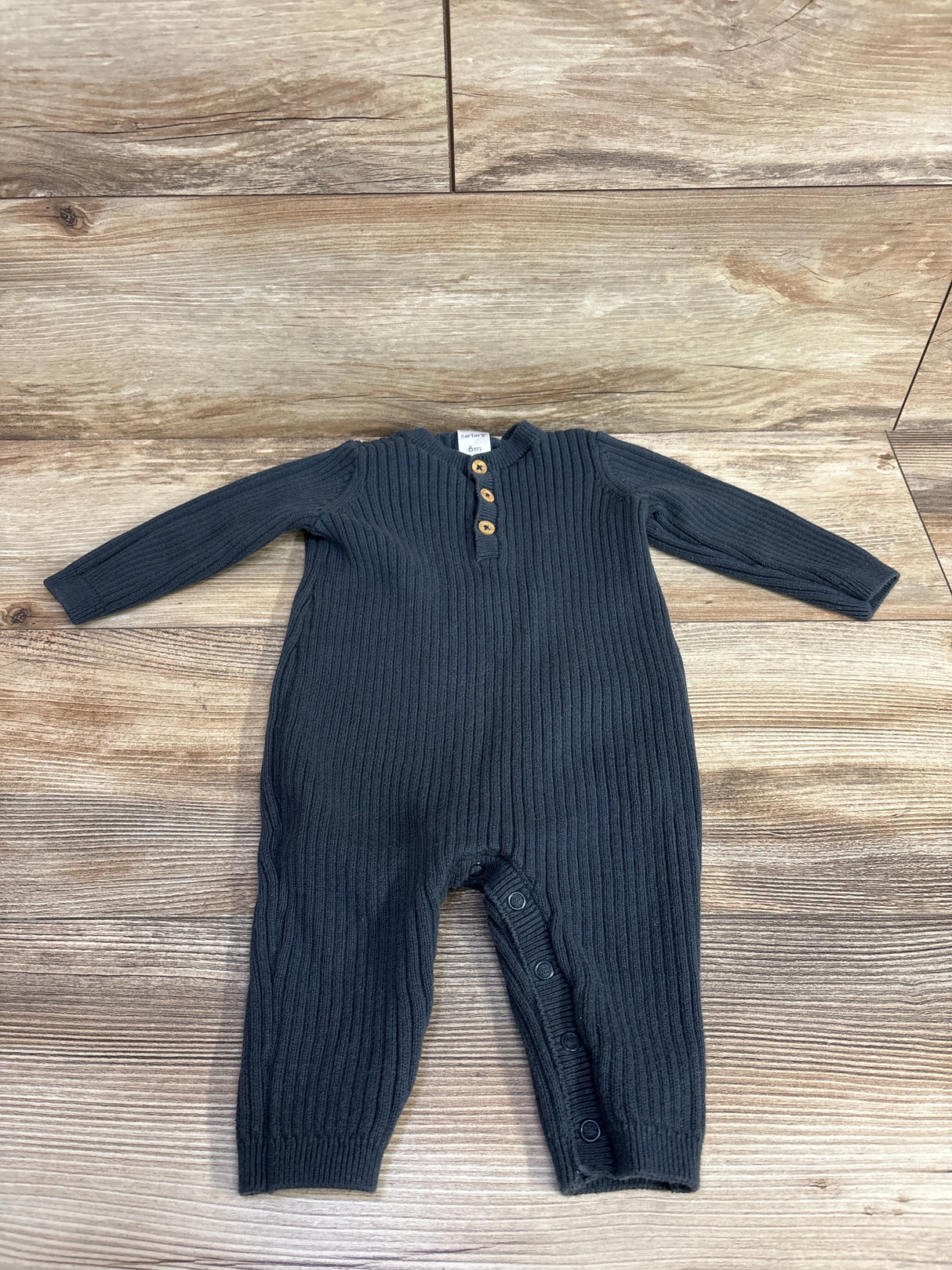 Carter's Henley Sweater Knit Ribbed Coverall Navy sz 6m