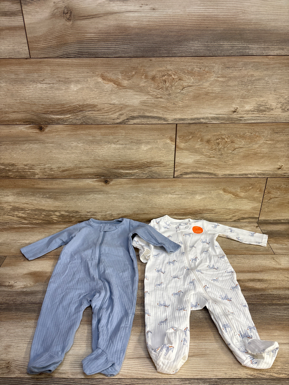 NEW Just One You 2pk Ribbed Zebra Sleepers White/Blue sz 6m