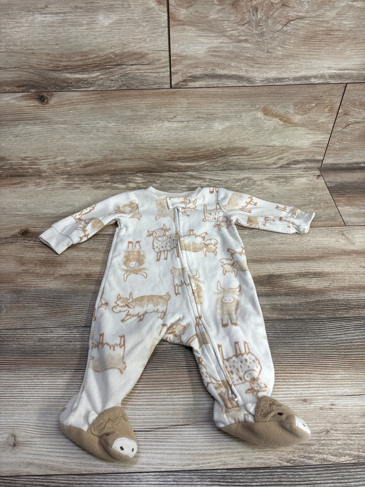 Carter's Highland Cow Print Blanket Sleeper Beige sz 3m