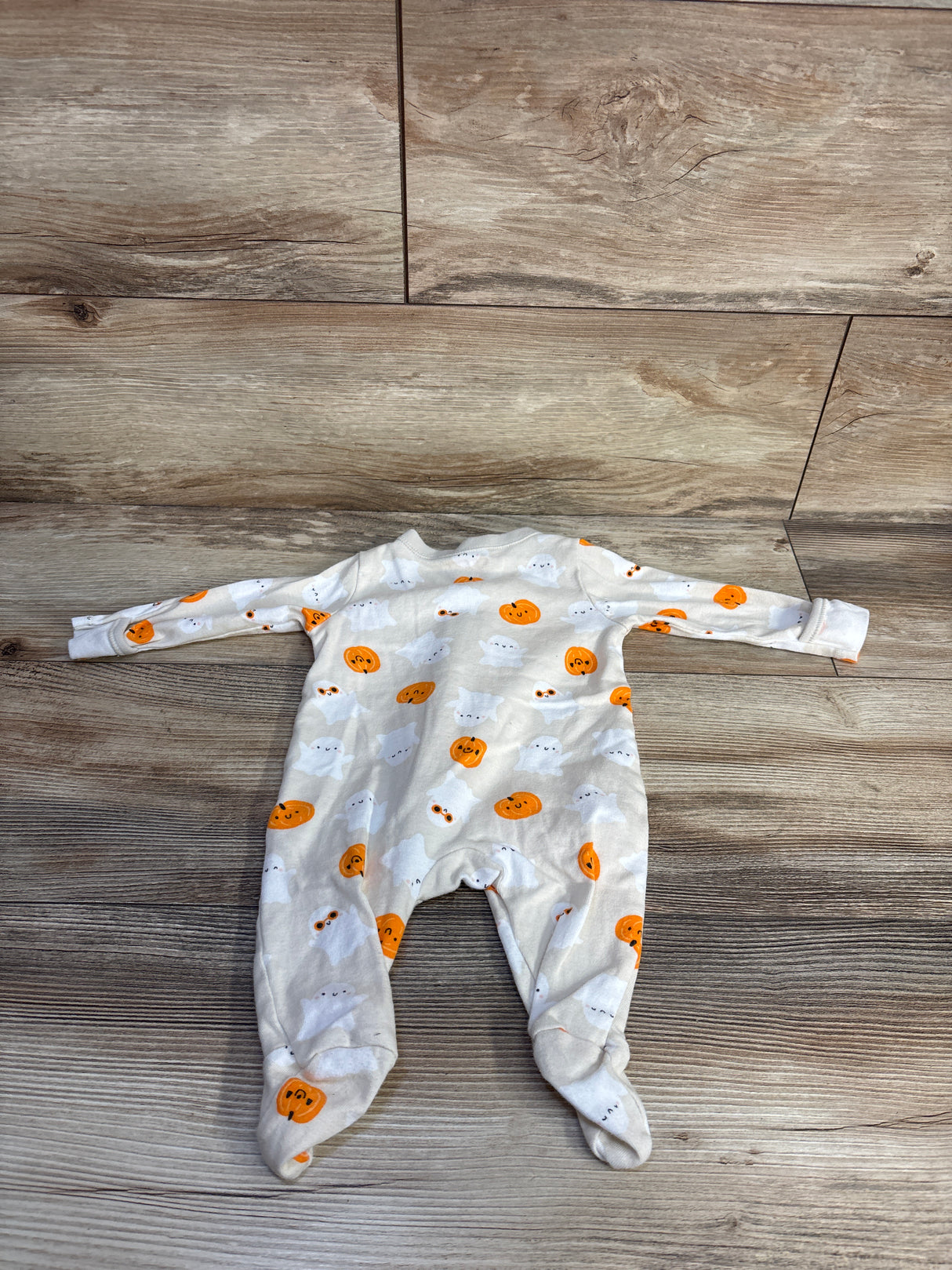 Old Navy Pumkpin & Ghost Print Sleeper Beige sz 0-3m