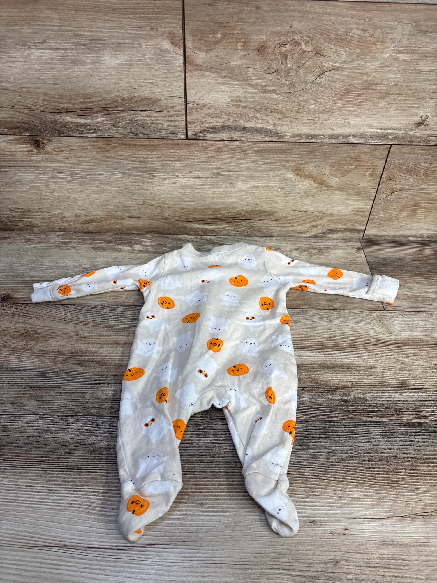 Old Navy Pumkpin & Ghost Print Sleeper Beige sz 0-3m