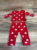 Cat & Jack 2pc Ribbed Heart Print Shirt & Pants Set Red sz 0-3m