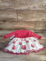 NEW American Princess 2pc Embroidered Dress & Cardigan Set Pink sz 18m