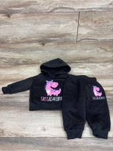 Sassasaurus 2pc Pullover Hoodie & Joggers Set Black sz 6-9m