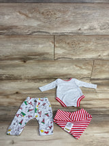 Peanuts 3pc Snoopy Christmas Bodysuit & Bottoms Set Grey sz Newborn