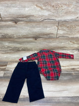 NEW Carter's 3pc Plaid Bodysuit, Pants & Bow Tie Set Red sz 9m