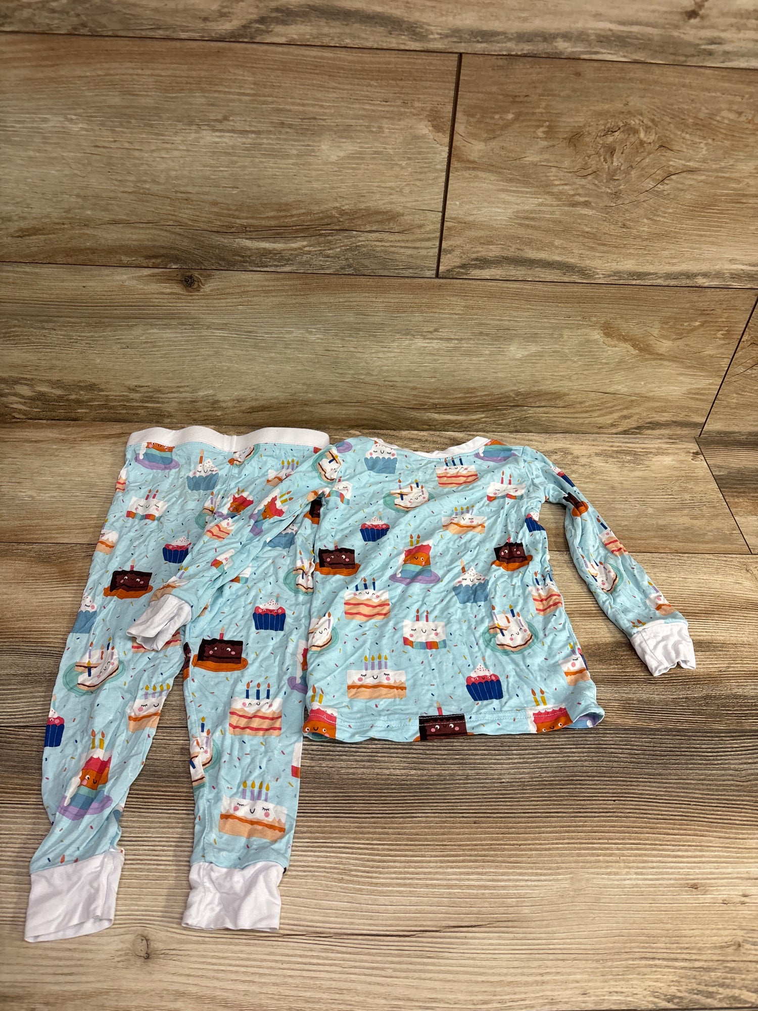 Little Sleepies Birthday Cake 2pc Bamboo Pajama Set Blue sz 18-24m