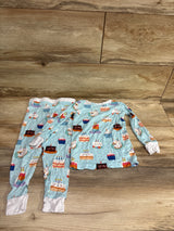 Little Sleepies Birthday Cake 2pc Bamboo Pajama Set Blue sz 18-24m