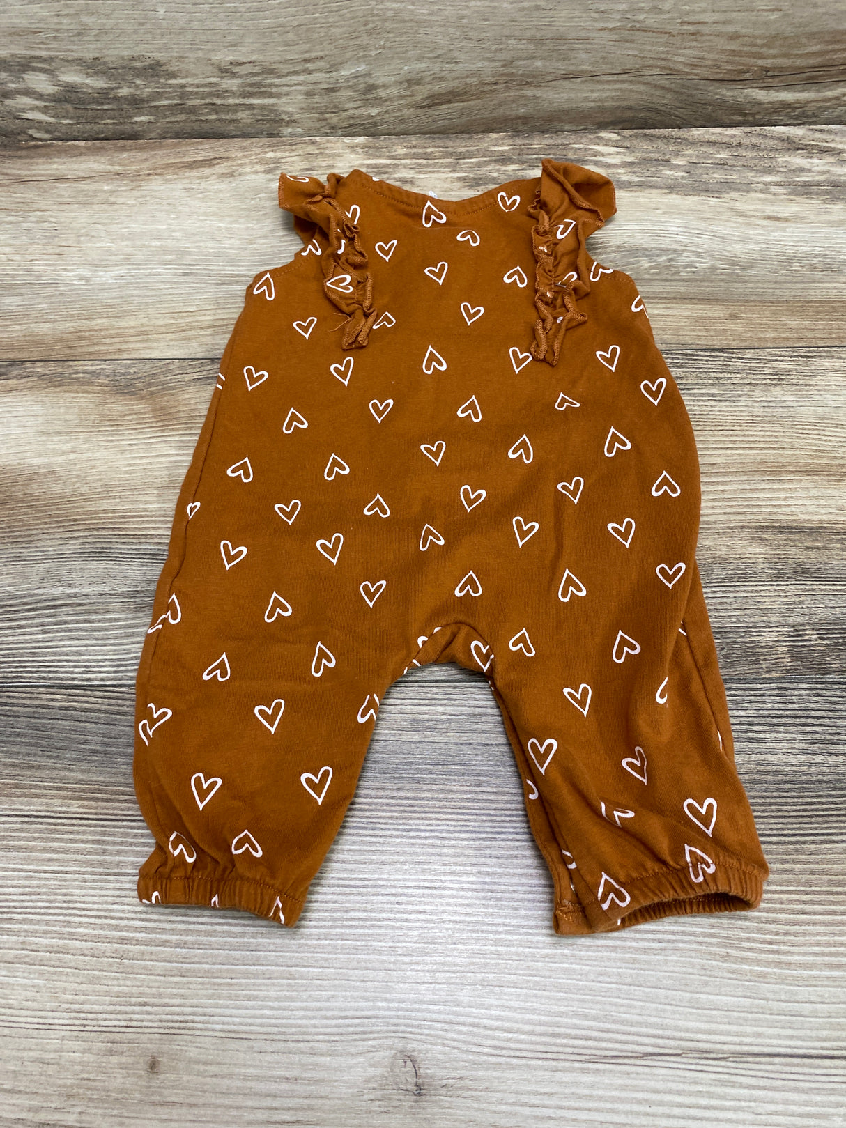 PL Baby Heart Print Ruffle Romper Brown sz 3m