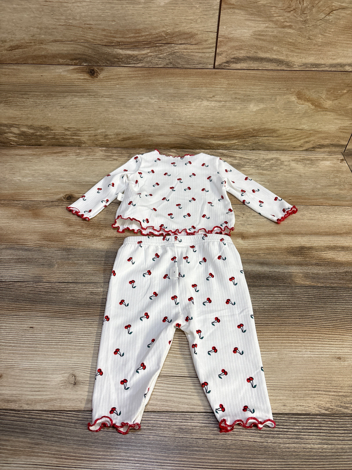 Shein 2pc Cherry Print Shirt & Pants set White sz 1-3m