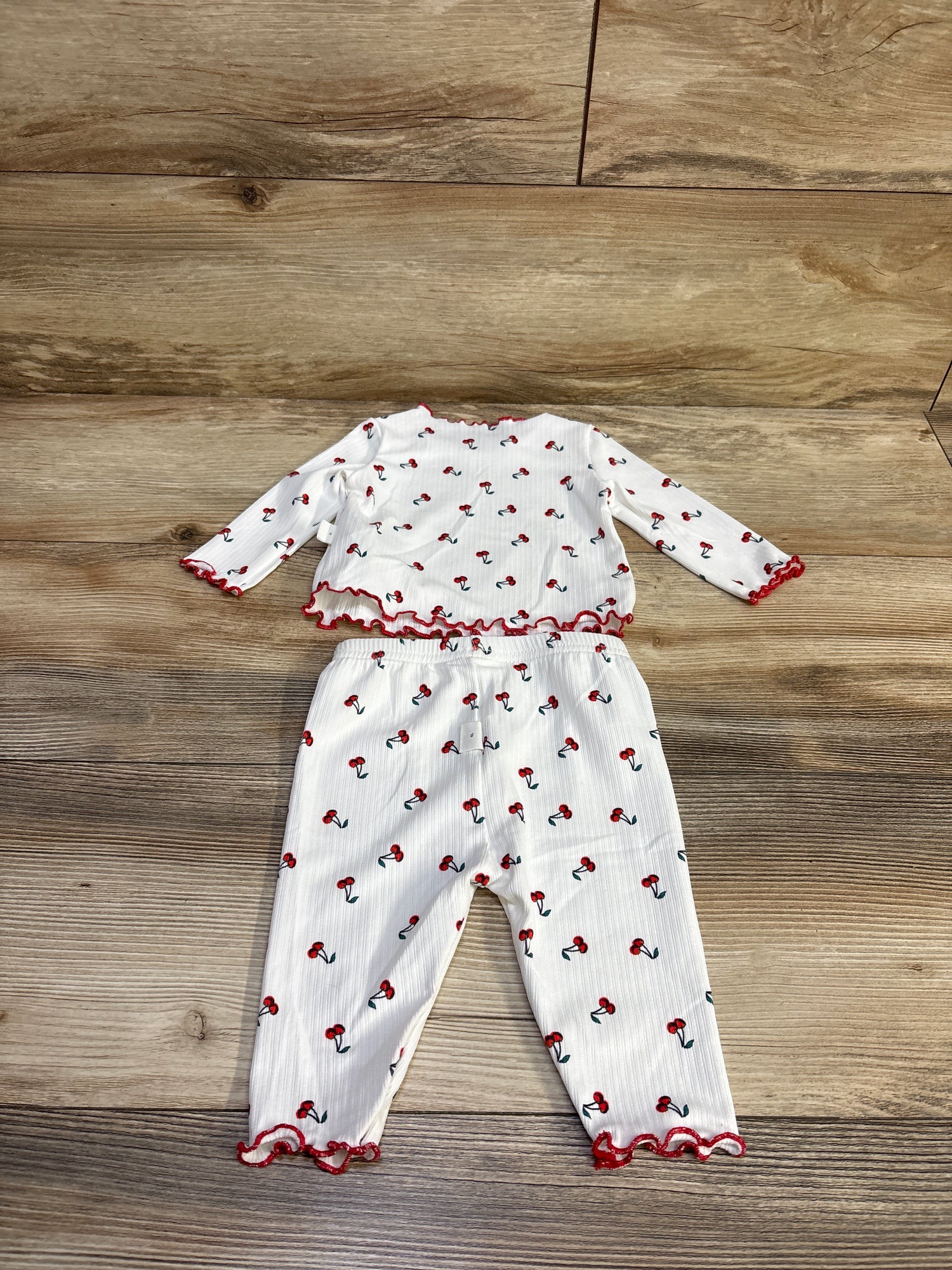 Shein 2pc Cherry Print Shirt & Pants set White sz 1-3m