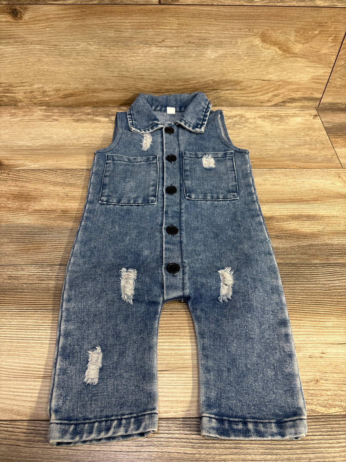 Distressed Sleeveless Denim Jumpsuit sz 6-9m