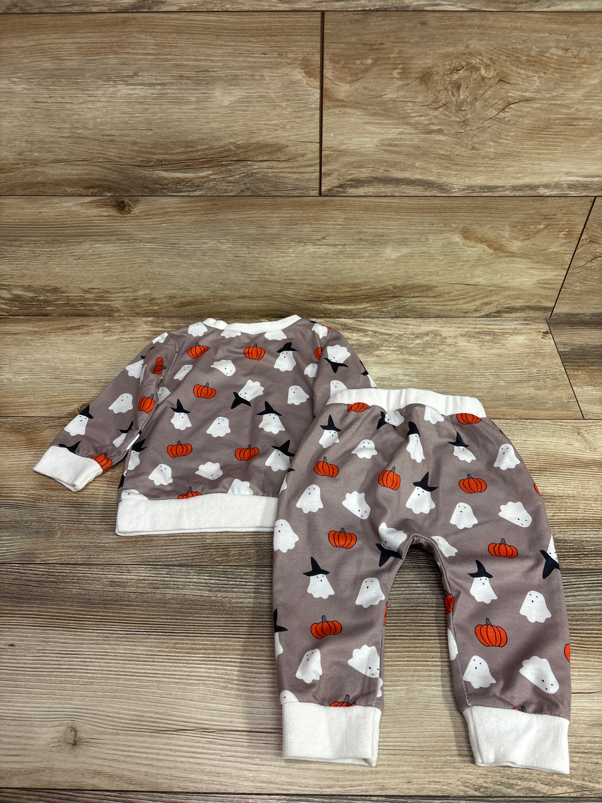Geagodelia 2pc Halloween Ghost Pullover Sweathshirt & Pants Set Brown sz 12m