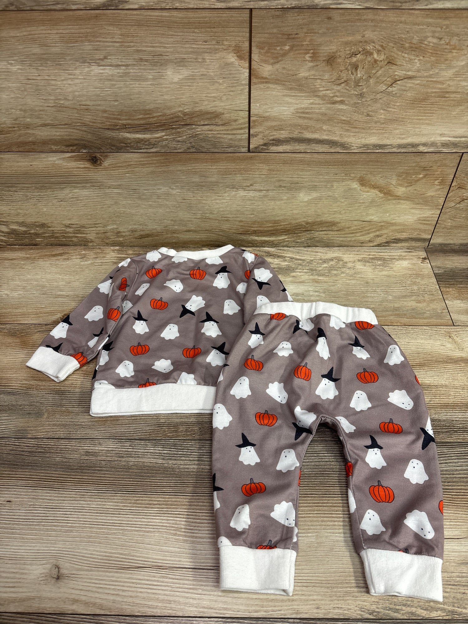 Geagodelia 2pc Halloween Ghost Pullover Sweathshirt & Pants Set Brown sz 12m