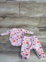 Old Navy Halloween Print Long Sleeve Bodysuit & Jogger Set Pink sz 0-3m