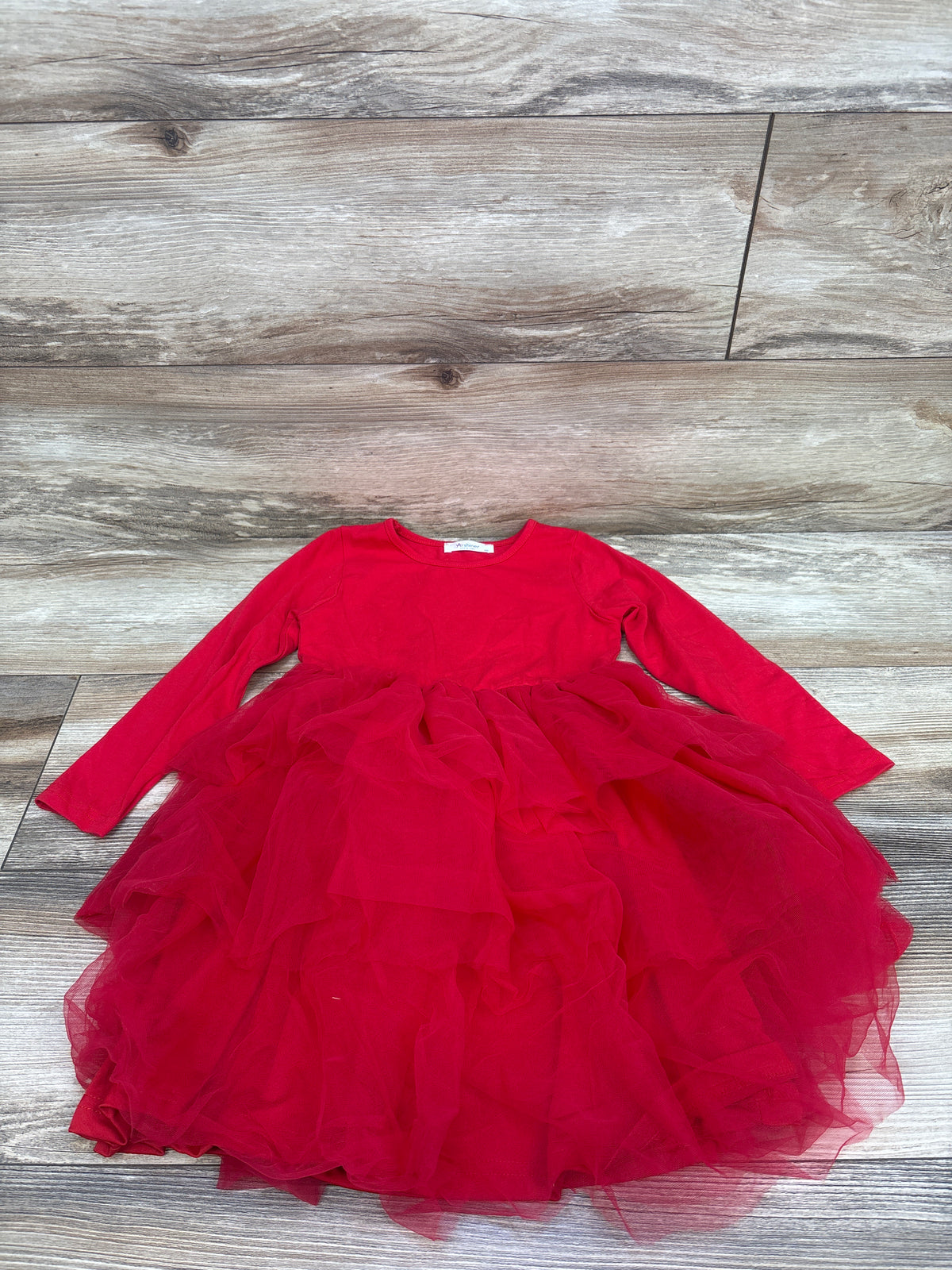 Arshiner Long Sleeve Tulle Dress Red sz 3/4T