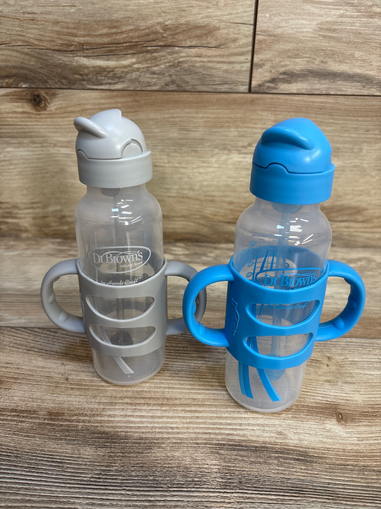 Dr. Brown's Milestones Narrow Sippy Straw Bottles w/ Silicone Handles 2pk 8oz