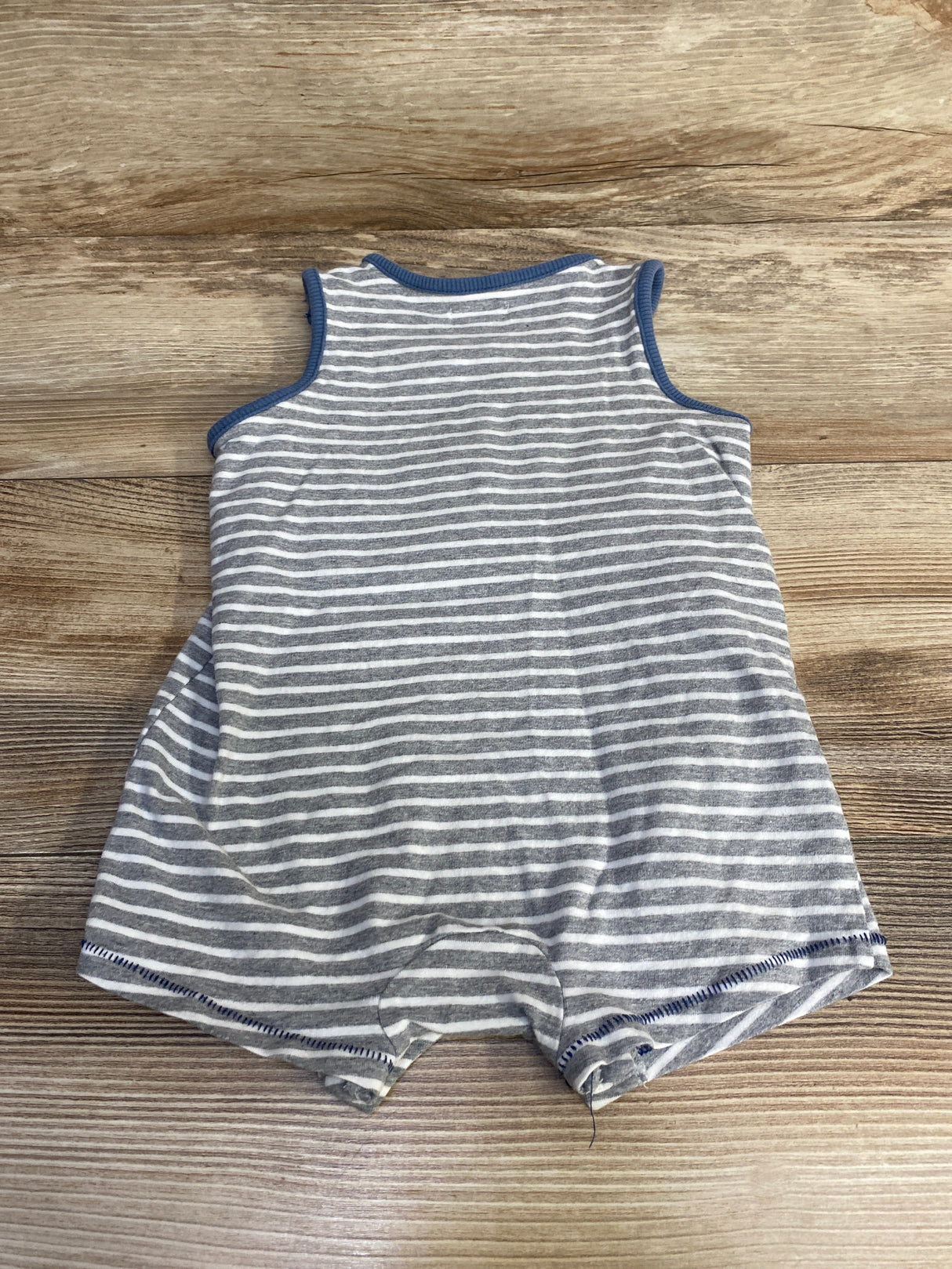 Mudpie Cement Truck Striped Shortie Romper Grey sz 9-12m