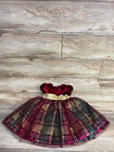 Bonnie Baby Plaid Velvet Special Occasion Dress Burgundy sz 18m