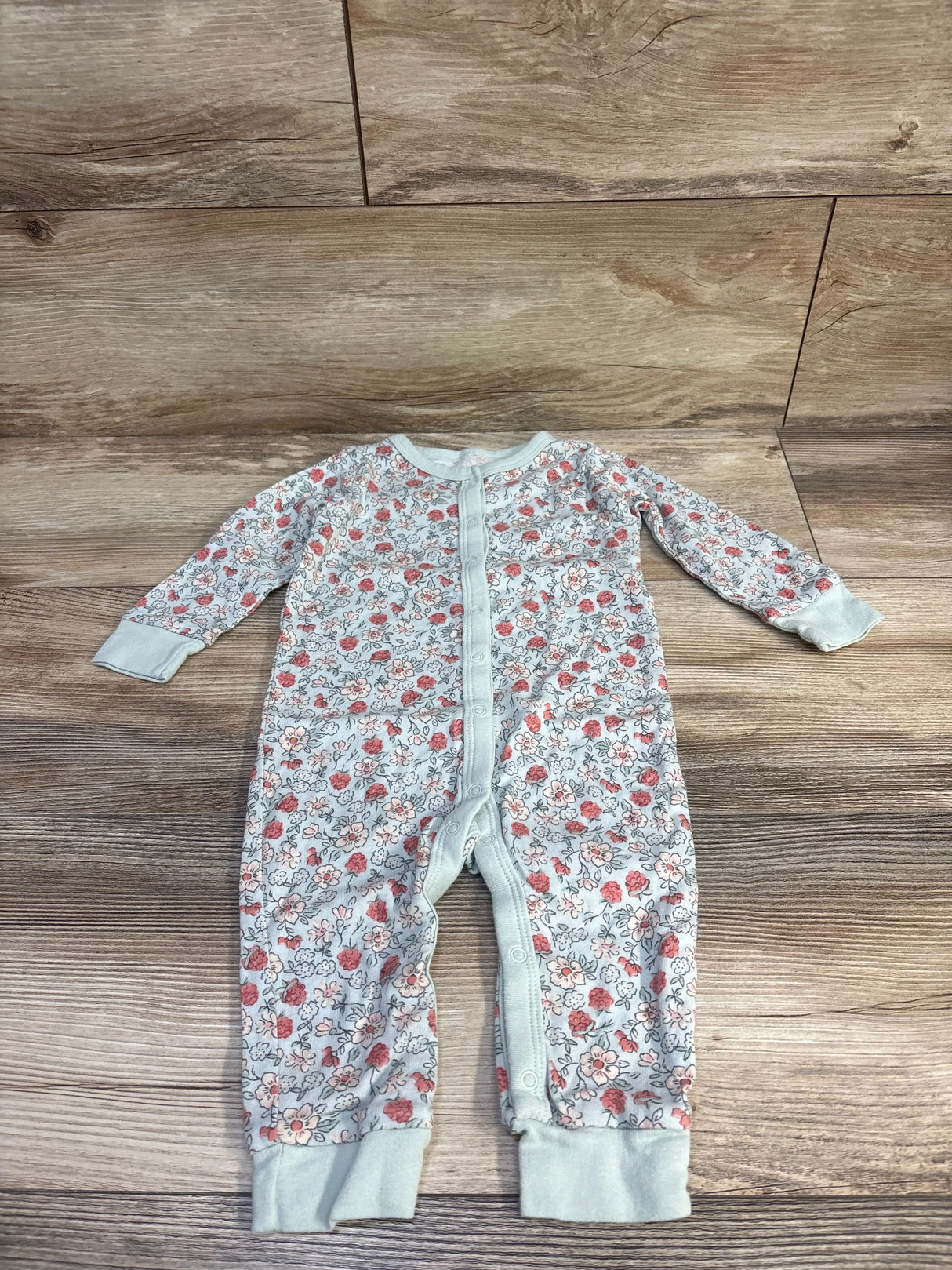 Modern Moments Floral Snap Coverall Blue sz 6-9m