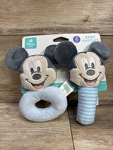 NEW Disney Baby Mickey Mouse 2pc Plush Rattles