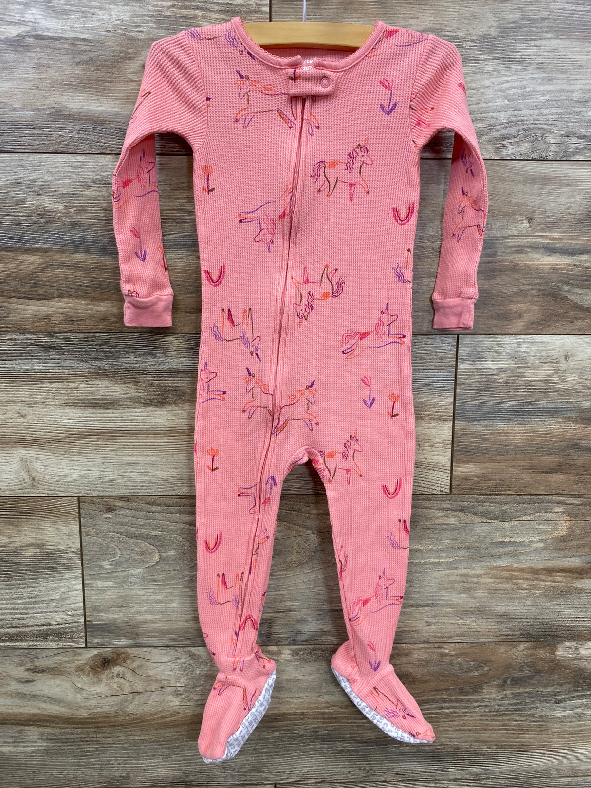 Carter's Unicorn Waffle Knit Sleeper Hot Pink sz 2T